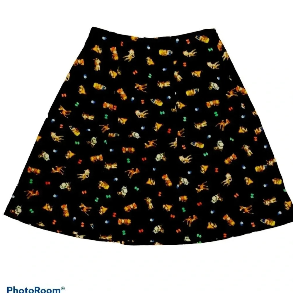 VINTAGE  style O chirly holiday A line mini Skirt Size Medium